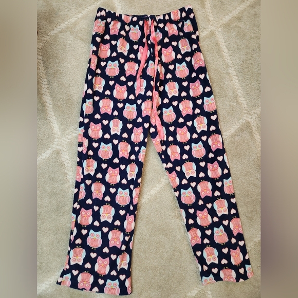 Other - Small Womens Owl Pajamas Pants Pink And Navy Fleece